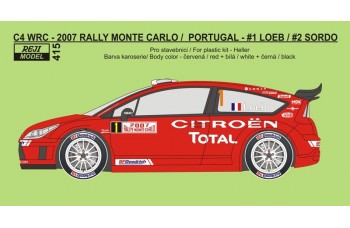 Decal – Citroen C4 WRC - Monte Carlo / Portugal 2007 - #1 Loeb / #2 Sordo 1/24